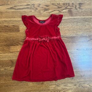 Red Velvet Dress with sparkly Trim and bow